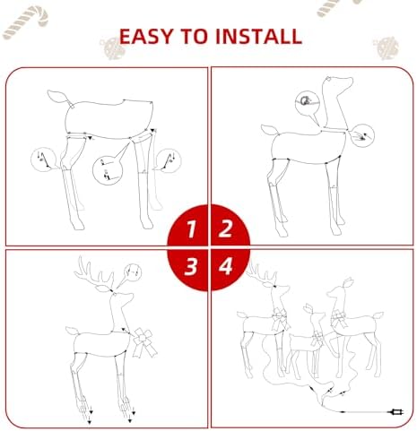 hoyechi 4 ft christmas decorations outdoor lighted reindeer, package contents