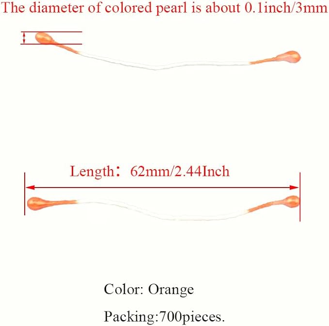HAHIYO 700pc 3mm Orange Pearl Double Head Flower Pistil for Flower Making and Scrapbook Decoration