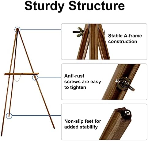 falling in art 65" a-frame wooden tripod easel, side view