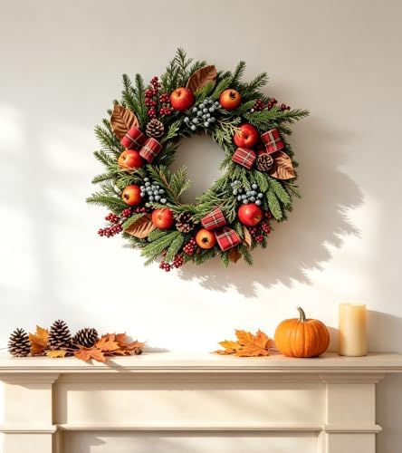 cynkeyee fall wreath for front door - 20 showing dimensions