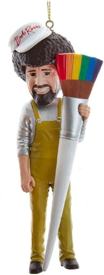 Bob Ross with Paint Brush Christmas Tree Ornament BO1211