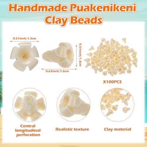 jutom 100 pcs puakenikeni flower beads hawaiian for shown in use
