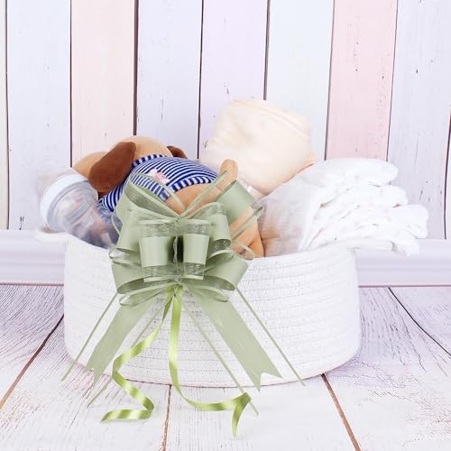 WEWILUCK Bows for Gift Wrapping, Sage Green Gift Bow for Presents, Gift Baskets, Gift Bags, Gift Boxes, Christmas, Easter, Birthdays, Baby showers(6 inches, 15PCS)