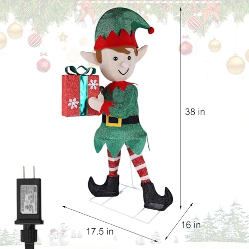 hausse lighted christmas outdoor decor, 38" height pre-lit shown in use