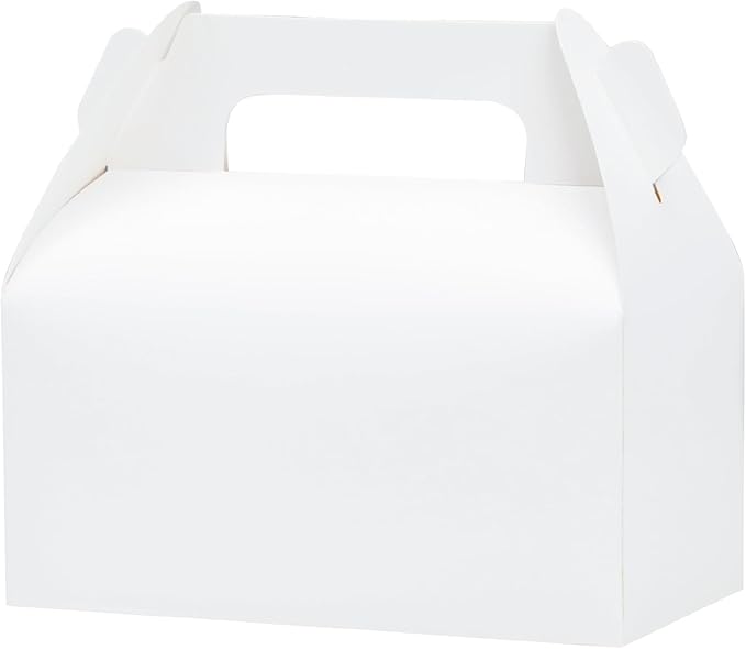 UnicoPak 30 Pack White Gable Treat Boxes Party Favor Boxes for Goodie Snacks Cookie Candy Toys Birthday Party Wedding Shower Holidays 6.5x3.5x4 Inches