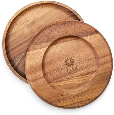 bf bill.f since 1983 wooden plates round dinner on a desk or shelf