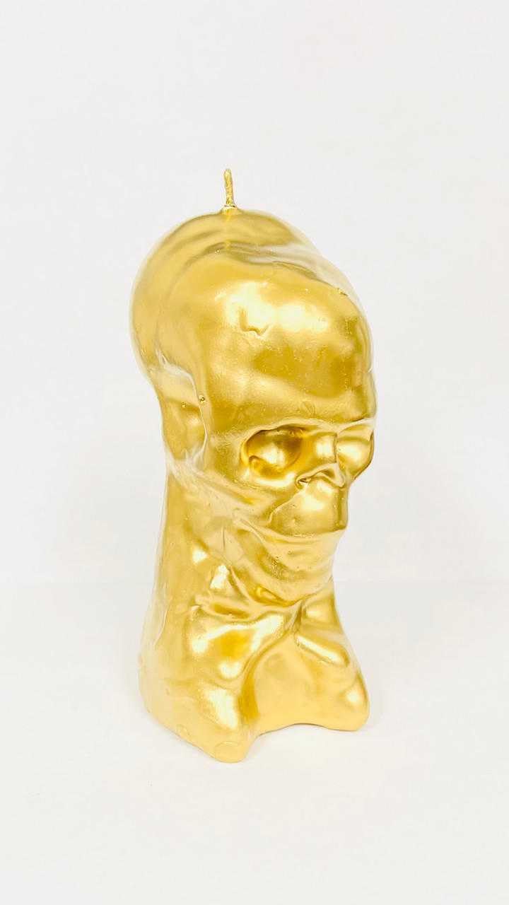 Skull/Skeleton Shape Candle, Metallic Gold, 5"(high) - for Transformation, Wisdom, and The Eternal Nature of The Soul, The Gateway Between The Physical and Spiritual Worlds.