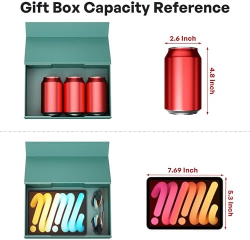 ryddoy 5 pack green gift box, 9.5x6x3'' gift, close-up detail