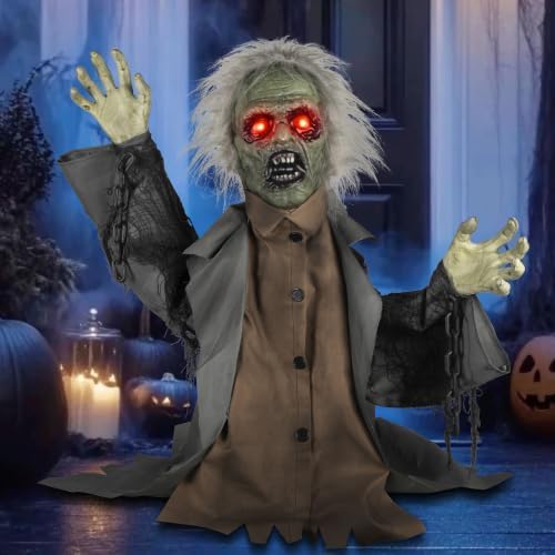 kemooie halloween animatronics groundbreaker zombie decorations, front angle view