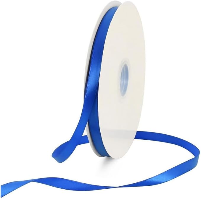 TONIFUL 3/8 Inch x 100yds Royal Blue Satin Ribbon Thin Solid Fabric Ribbons Roll for Gift Wrapping Invitation Floral Hair Balloons Craft Party Wedding Decoration Valentine's Day Bouquet