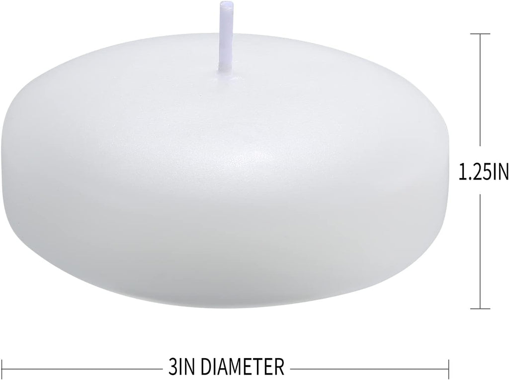 Tuyai (Set of 36) Floating Candles, 3 inch White Dripless Wax Burning Candles, for Weddings, Party, Special Occasions and Home Decorations