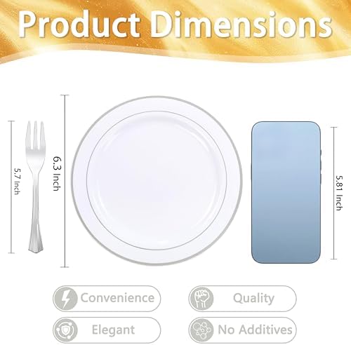 wellife 240pcs silver plastic dessert plates - includes shown in use