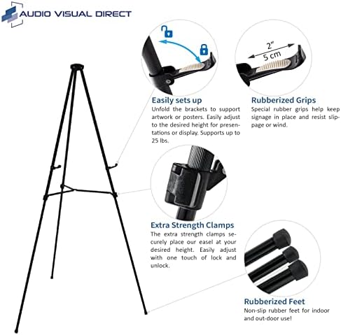 audio-visual direct 10 pack aluminum telescoping display easel, close-up detail