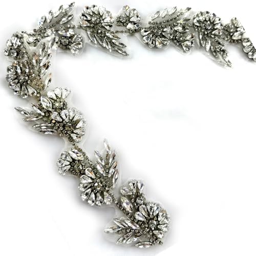 iron on hotfix hand-made beaded trim,2 inch wide showing dimensions