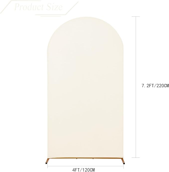 bricia Wedding Arch Backdrop Stand Cover, 7.2FT Double Sided Stretchy Arch Cover Fitted Wedding Birthday Party Banquet Decoration (Beige 86.4''Lx48''W)