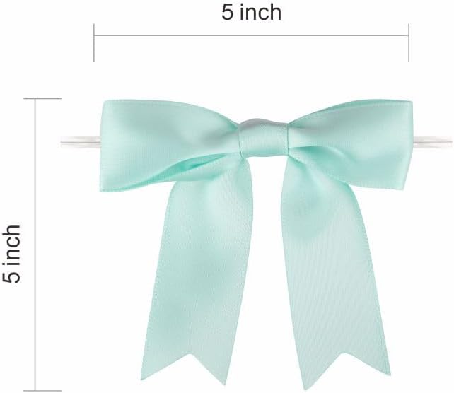 Meseey 60 Pcs 5 Inches Twist Tie Satin Ribbon Bows Pretied Premade Craft Bows for Treat Bags Gift Wrapping Basket Wedding Baby Shower Brithday Christmas Party (Pastel)