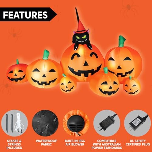 joiedomi 7 ft long halloween inflatables pumpkin outdoor showing dimensions