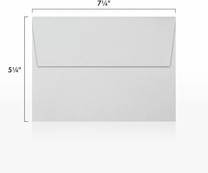 LUXPaper A7 Invitation Envelopes | Peel & Press | 5 1/4" x 7 1/4" | Gray | 80lb. Text | 100% Cotton | 250 Qty