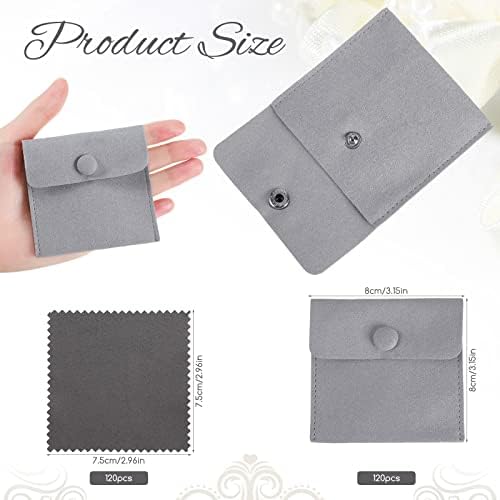 microfiber jewelry pouch with cleaning cloth 3.2"x3.2" jewelry shown in use