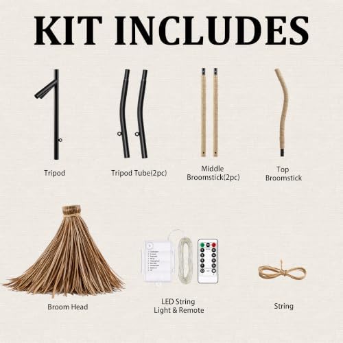 halloween decorations – 4.5ft light up witch broom, side view