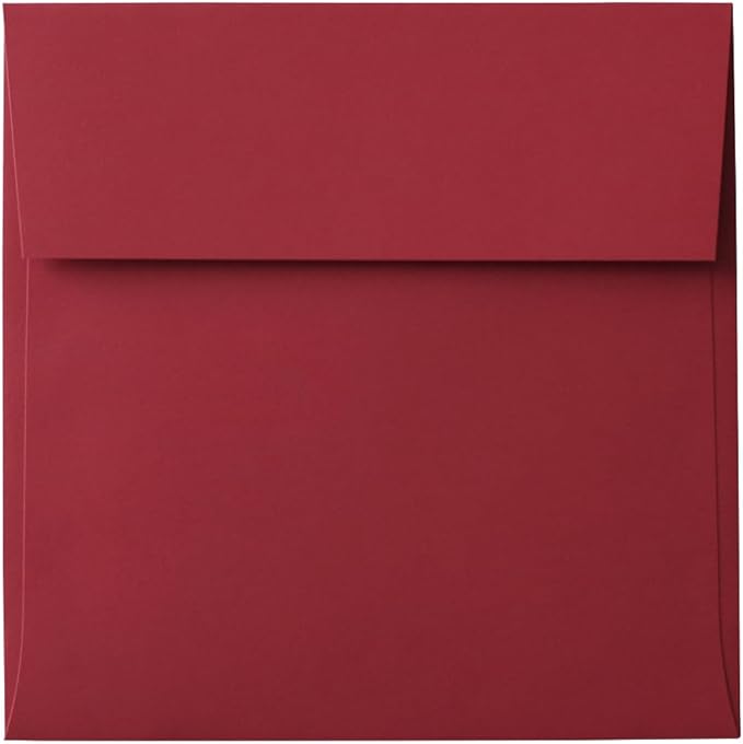LUXPaper Square Invitation Envelopes | Peel & Press | 5" x 5" | Holiday Red | 60lb. Text | 50 Qty