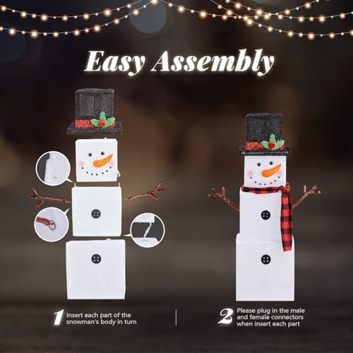 vingli 3ft lighted snowman christmas yard decorations, prelit showing dimensions