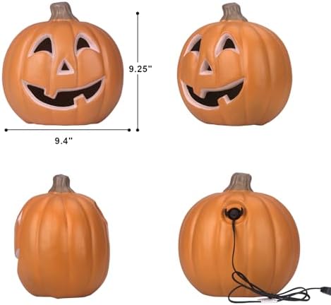 11" jack o lantern halloween pumpkin lantern light on a desk or shelf