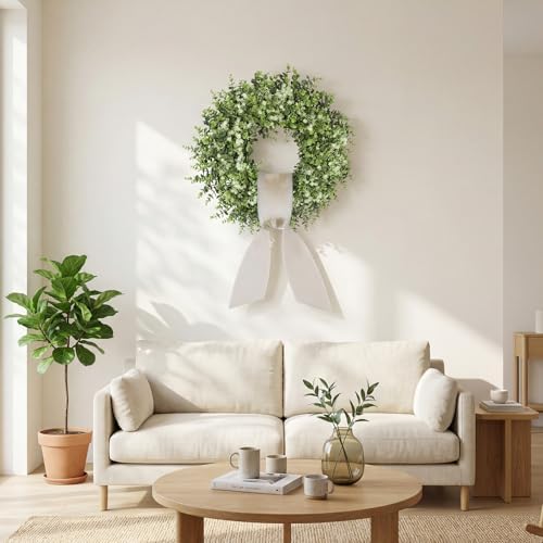 26 inch faux boxwood wreath for front door, package contents