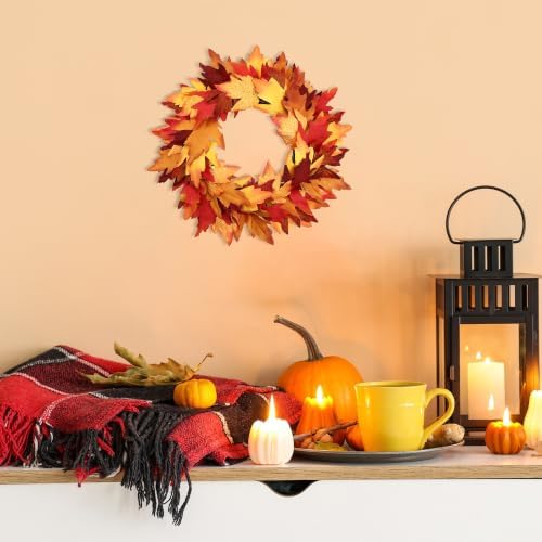 aneco 12 pcs fall wreath 16’’ thanksgiving maple, side view