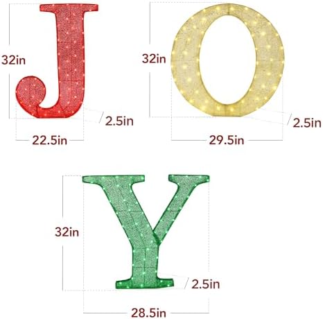 best choice products 3-piece christmas joy yard decoration, front angle view