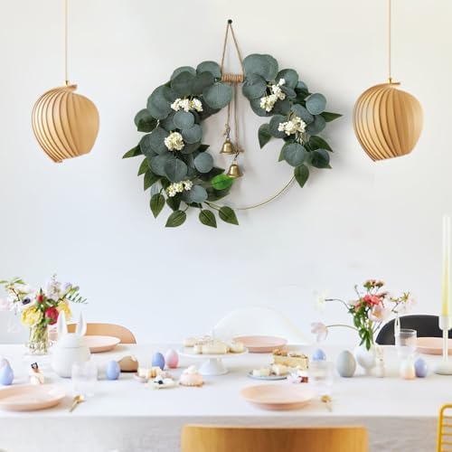 15'' eucalyptus wreath for front door artificial greenery, package contents