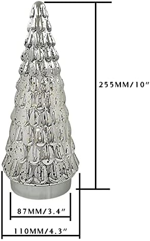 silver tabletop christmas tree 3pcs, small mercury glass, package contents
