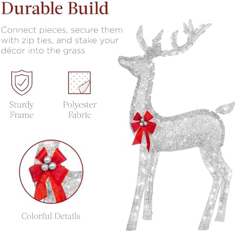 best choice products 3-piece large lighted christmas deer, side view