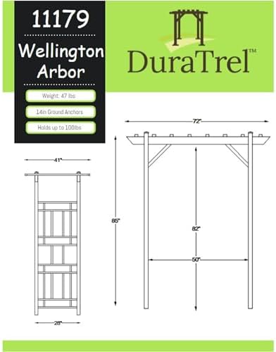 dura-trel wellington arbor, vinyl garden archway for outdoors shown in use
