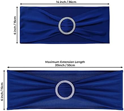 Babenest Spandex Chair Sashes Bows 50PCS Premium Stretch Chair Cover Band with Buckle Slider Universal Elastic Chair Ties for Wedding Party Ceremony Reception Banquet Decoration (Royal Bule)
