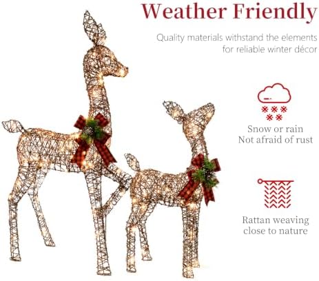 3d brown rattan christmas deer set, 210 leds, package contents