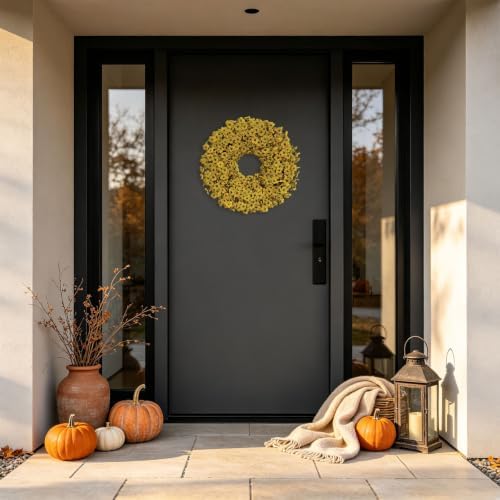 20" yellow fall wreath for front door, artificial, package contents