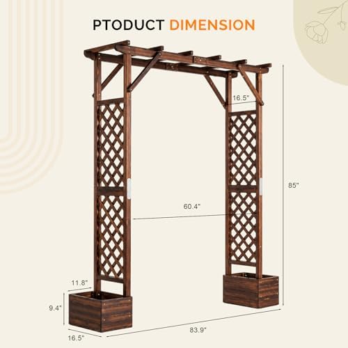 vingli wooden garden arbor with planter, wedding arch on a desk or shelf