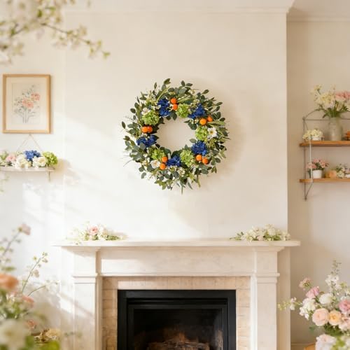 idyllic 26 inch spring summer wreath for front on a desk or shelf