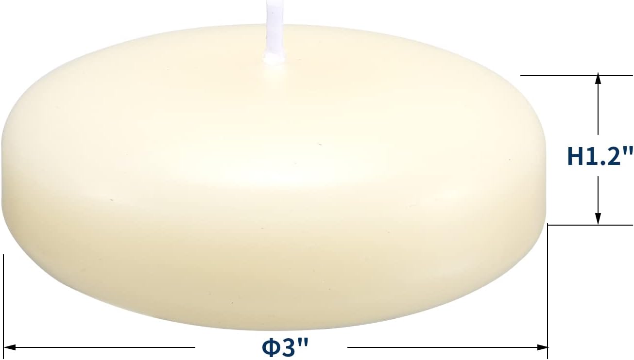 qinxiang 36 Pack Floating Candles, 3” Ivory Unscented Dripless Wax Burning Candles, for Cylinder Vases, Weddings, Party and Holiday …