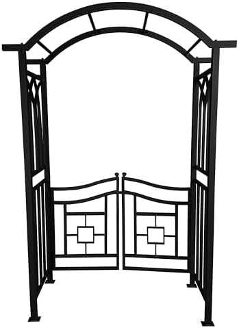 oakland living black aluminum garden arbor arch with showing dimensions