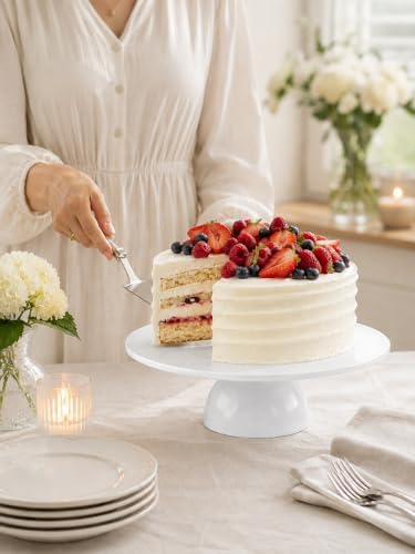 Porcelain Cake Stand, 10 in Round Cake Dessert Display Stands, White