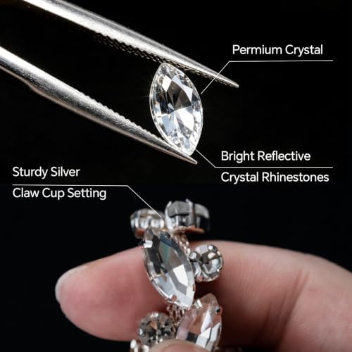5 yards silver base crystal rhinestones trim set, side view
