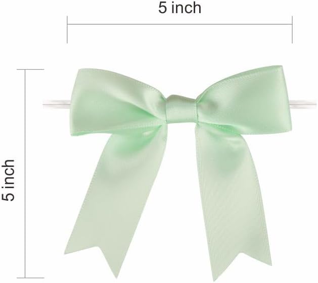 Meseey 60 Pcs 5 Inches Twist Tie Satin Ribbon Bows Pretied Premade Craft Bows for Treat Bags Gift Wrapping Basket Wedding Baby Shower Brithday Christmas Party (Pastel)