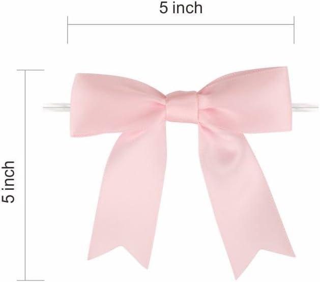 Meseey 60 Pcs 5 Inches Twist Tie Satin Ribbon Bows Pretied Premade Craft Bows for Treat Bags Gift Wrapping Basket Wedding Baby Shower Brithday Christmas Party (Pastel)