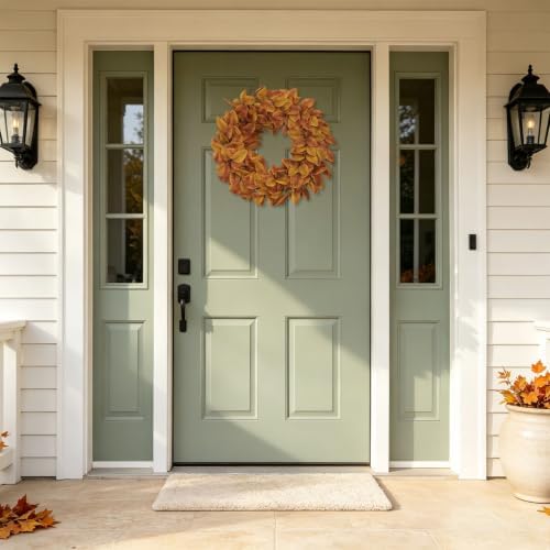 20" fall wreath for front door, artificial autumn on a desk or shelf