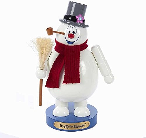 kurt adler wooden frosty the snowman nutcracker, 10" shown in use