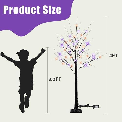 dazzle bright 2 pack halloween lighted up birch, side view