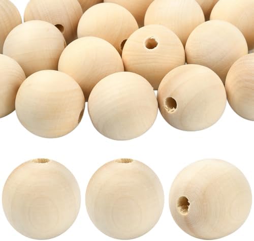 ornazy 100pcs natural wood balls with big hole, main product view
