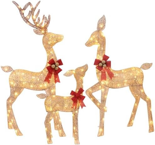 3-piece lighted christmas deer family - holilite 4.5ft, view 9